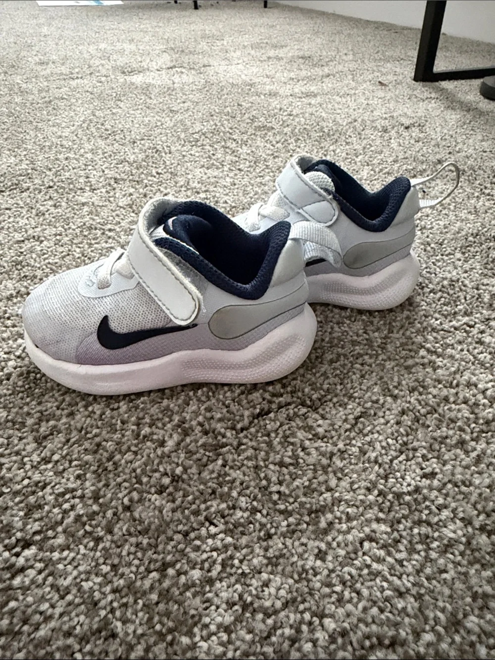 Kids White, Navy, and Purple Sneakers